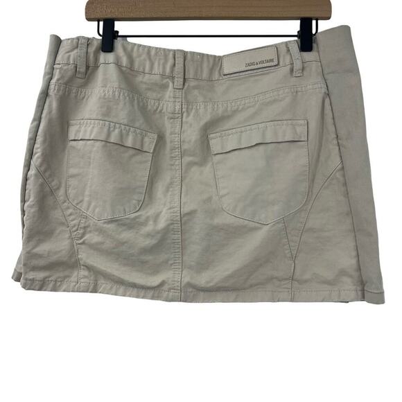 Zadig & Voltaire Khaki Jivron Cotton Mini Skirt Sz 36 - Picture 11 of 11
